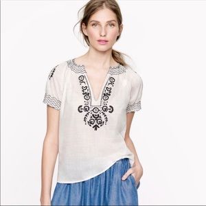 J. Crew Baja Embroidered Blouse